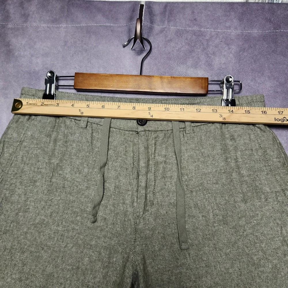 Banana Republic Mens 32x27 Athletic Linen Pants Olive Green Drawstring Casual